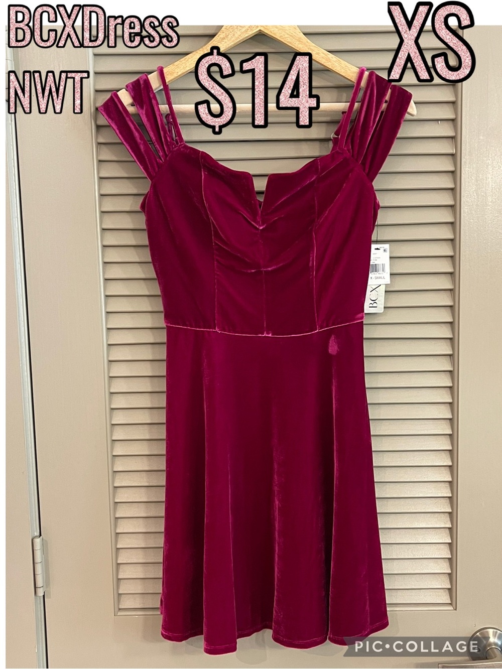 BCX Velvet Mini Dress in Berry Red